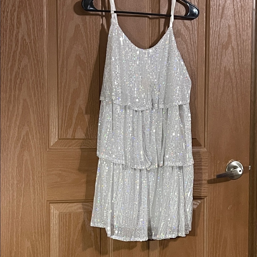 Elegant White Sequin Midi Dress